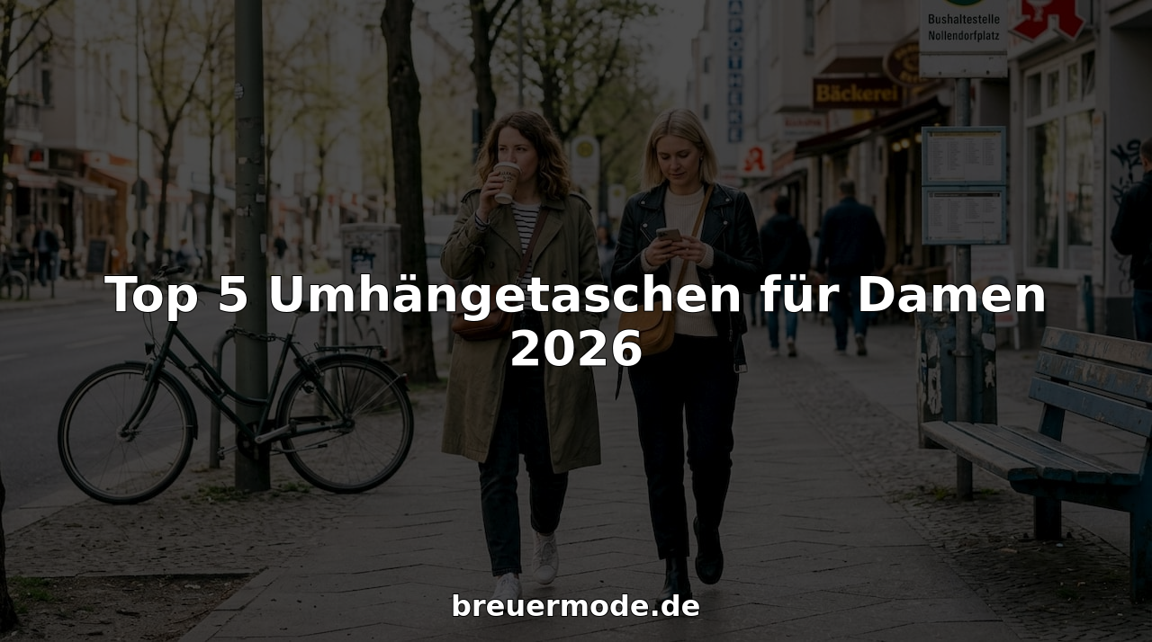 Frauen schlendern mit Umhängetaschen durch die Innenstadt.