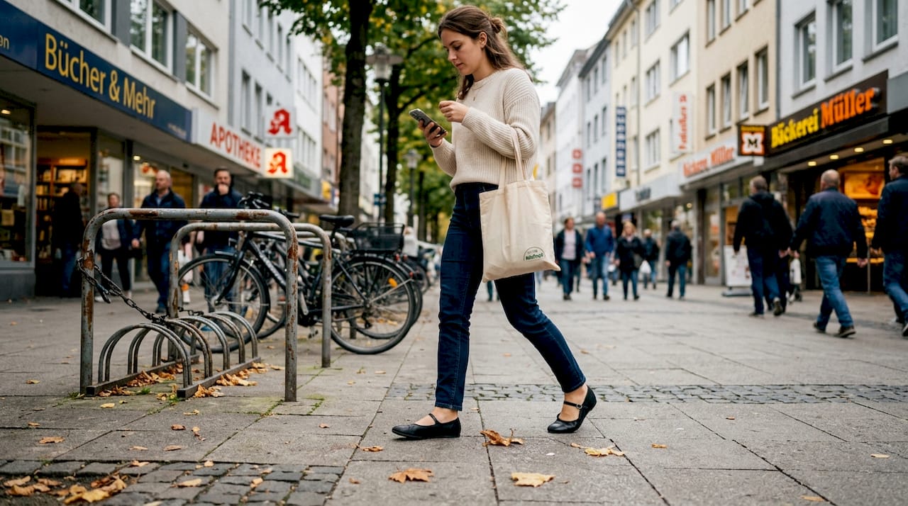 Stylisch unterwegs: Frau präsentiert die Schuhtrends 2026