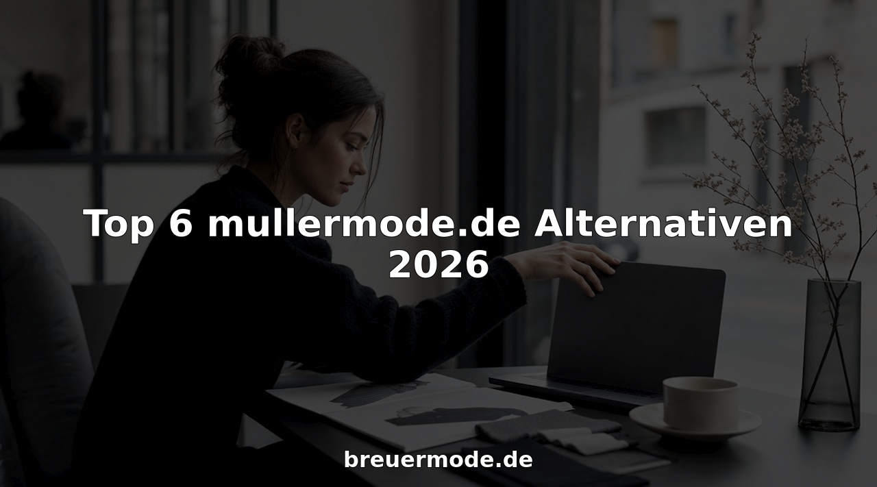 Eine Frau stöbert von zu Hause aus am Laptop nach modischen Alternativen.