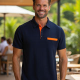 Liam | Waffelstrick-Poloshirt mit auffälliger Kontrastfarbe