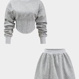 Celine | Stylisches Sweat-Zweiteiler-Set mit Cropped-Pullover & Skaterrock