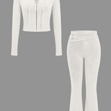 Ava | Strick-Set mit Kapuzenjacke & Schlaghose