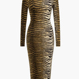 Leona | Elegantes Leopard-Print Midikleid – Wild & Stilvoll