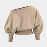 Luana | Stylishes Strick-Zweiteiler-Set mit One-Shoulder-Pullover & High-Waist-Shorts