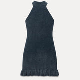 Lola | Strick-Minikleid mit Perlen und Gerüschtem Saum