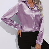Irene | Elegantes Satin-Hemd mit langen Ärmeln für Damen
