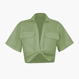 Janice | Stylisches Kurzarm Crop Shirt mit kragen