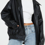 Clara | Oversized-Kunstlederjacke