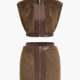 Antonia | Kunstleder-Set mit Kunstpelz-Details