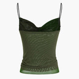Janet | Spaghettiträgern Bodycon Mesh-Camisole mit Drapierung