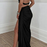 Selene | One-Shoulder Bandeau-Top & Drapierter Maxirock – Perfekt für stilvolle Auftritte