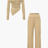 Daniela | Elegantes Zweiteiler-Set mit Asymmetrischem Oberteil & Weiten Hosen