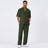 Herren Kurzarmhemd und Hose Set mit Reverskragen