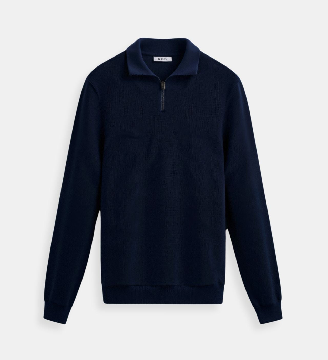 Klassischer Strickpullover mit Reißverschluss & Kontrastkragen