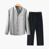 Christopher | Lange Ärmel Hemd & Hose Zweiteiliges Leinen-Set Herren-Sommer-Outfit