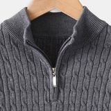 Eleganter Zopfstrickpullover mit Reißverschluss