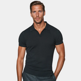 Herren-Strickpoloshirt im minimalistischen Design – Offener Kragen
