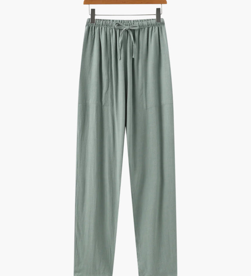 Adrian | Leichte Slim Fit Herren Sommer Leinenhose mit Kordelzug