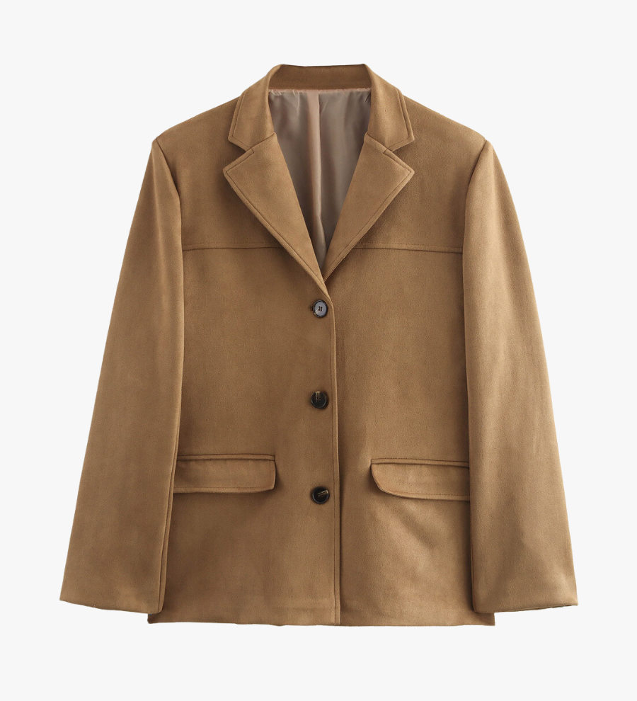 Merle | Klassischer Blazer aus Wildlederimitat in Braun