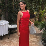 Sophia | Rotes Maxi-Kleid mit Schnürdetails