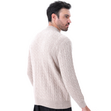 Roman | Chunky knit Herren Chasmere Pullover mit Kabelstrickmuster & Halb Reißverschluss Kragen