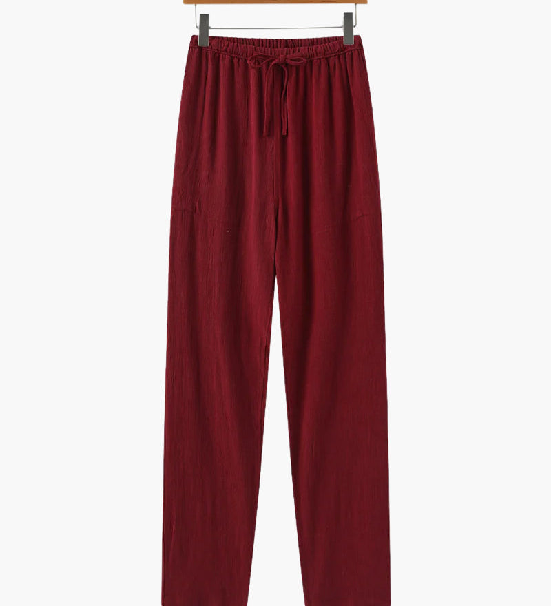 Adrian | Leichte Slim Fit Herren Sommer Leinenhose mit Kordelzug