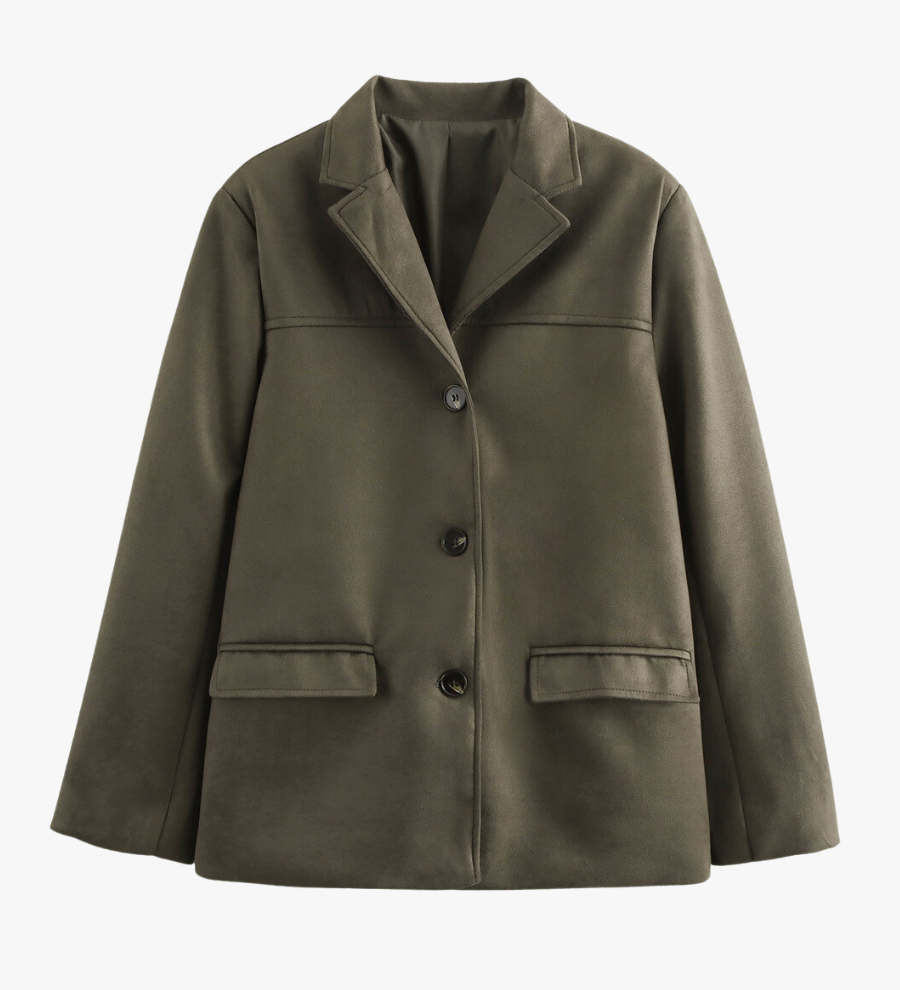 Miranda | Klassischer Blazer aus Wildlederimitat in Braun