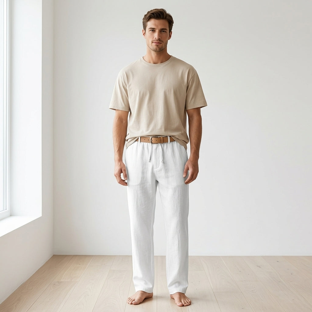Herren Freizeithose mit Kordelzug und Geradem Bein