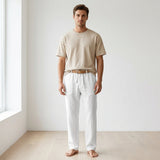 Herren Freizeithose mit Kordelzug und Geradem Bein
