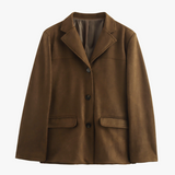 Miranda | Klassischer Blazer aus Wildlederimitat in Braun