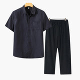 Lincoln | Old Money Herren Leinen-Set mit Kurzarmhemd & Sommerhose