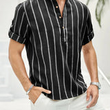 Samuel | Kurzarm-Henley-Sommerhemd mit Streifenmuster