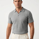 Herren Rippstrick Poloshirt mit Offenem Kragen