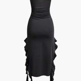 Sofia | Elegantes Bandeau-Maxikleid mit Volant-Details – Zeitlose Raffinesse