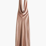 Sophia | Satin-Maxikleid mit Wasserfallkragen