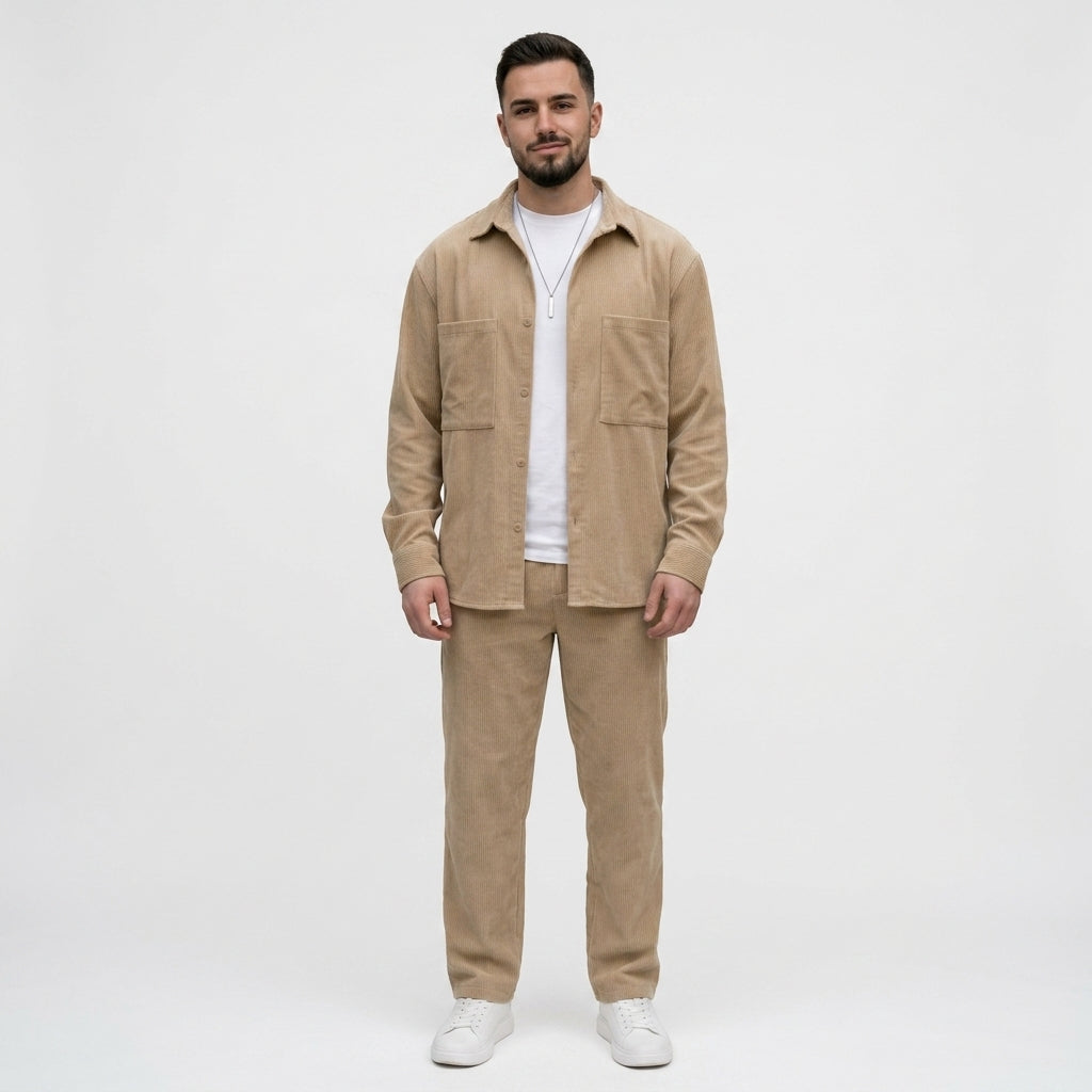 Herren Overshirt und Hose Set mit Brusttaschen