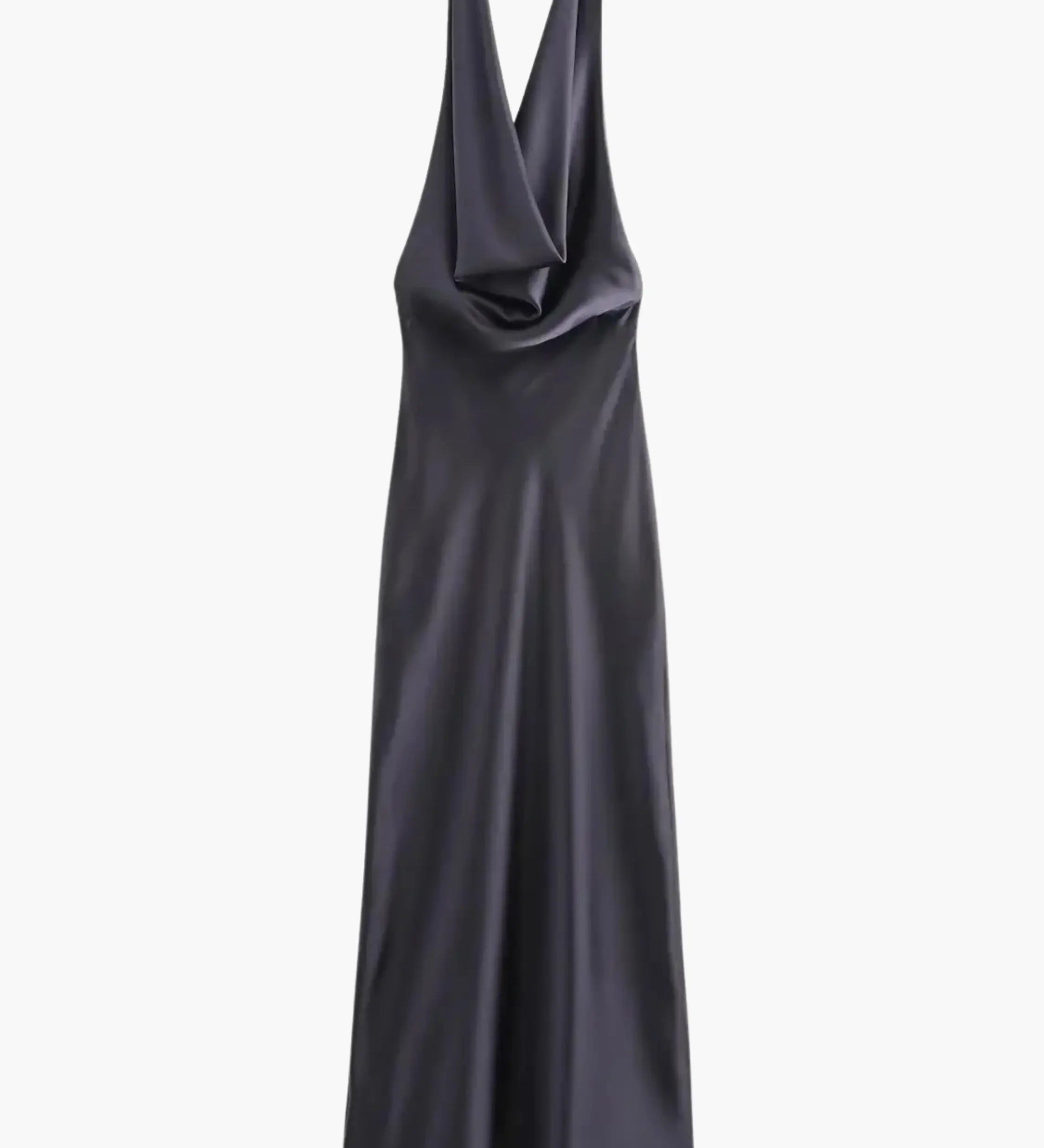Sophia | Satin-Maxikleid mit Wasserfallkragen