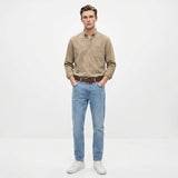 Herren Langarmhemd mit Brusttasche und Button-Down-Kragen