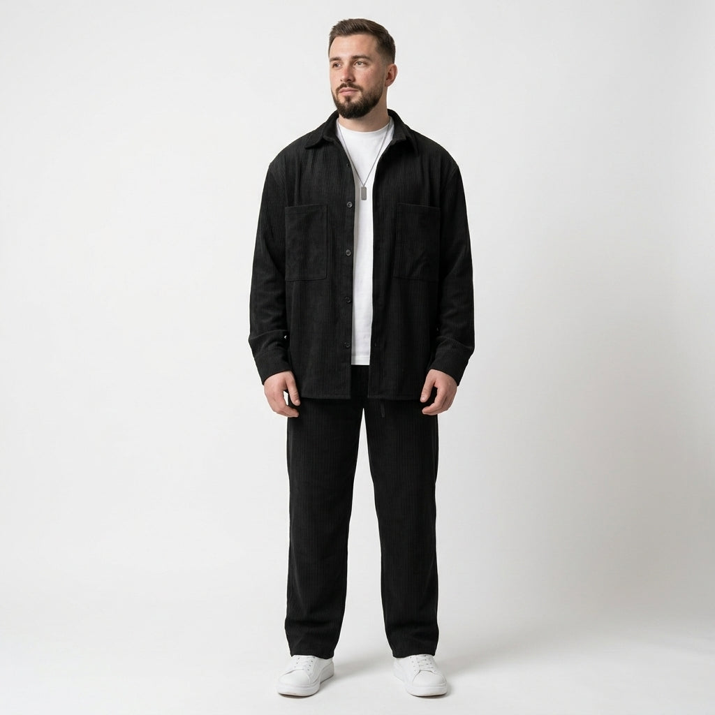 Herren Overshirt und Hose Set mit Brusttaschen