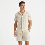 Herren Kurzarmhemd und Shorts Set mit Strukturstoff