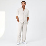 Herren Kurzarmhemd und Hose Set mit Reverskragen