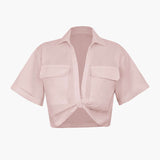 Janice | Stylisches Kurzarm Crop Shirt mit kragen