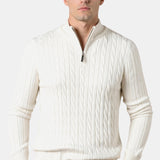 Eleganter Zopfstrickpullover mit Reißverschluss