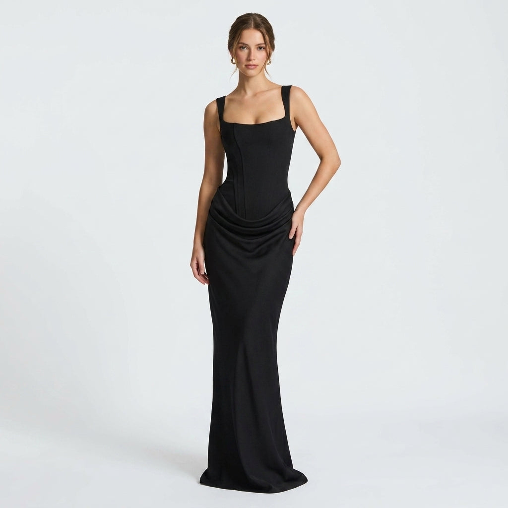 Damen Maxikleid mit Trägern und Geradem Schnitt