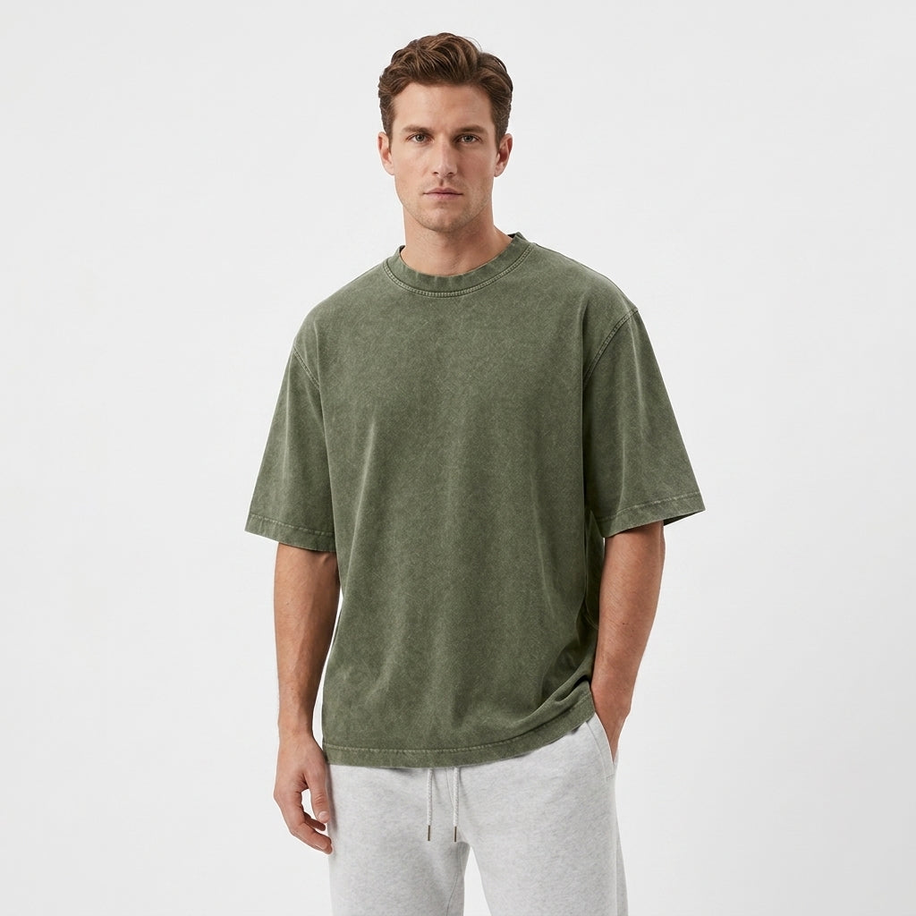 Herren Rundhals T-Shirt aus Strickstoff