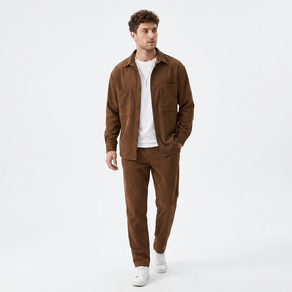 Herren Overshirt und Hose Set mit Brusttaschen