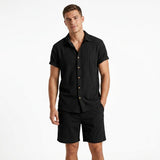 Herren Kurzarmhemd und Shorts Set mit Rippstruktur