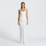 Damen Maxikleid mit Trägern und Geradem Schnitt