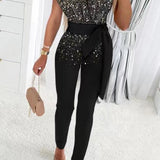 Charlotte | Eleganter Jumpsuit mit Glitzer und einer Schulter