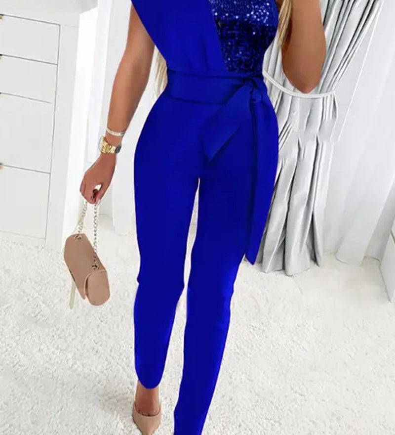 Charlotte | Eleganter Jumpsuit mit Glitzer und einer Schulter